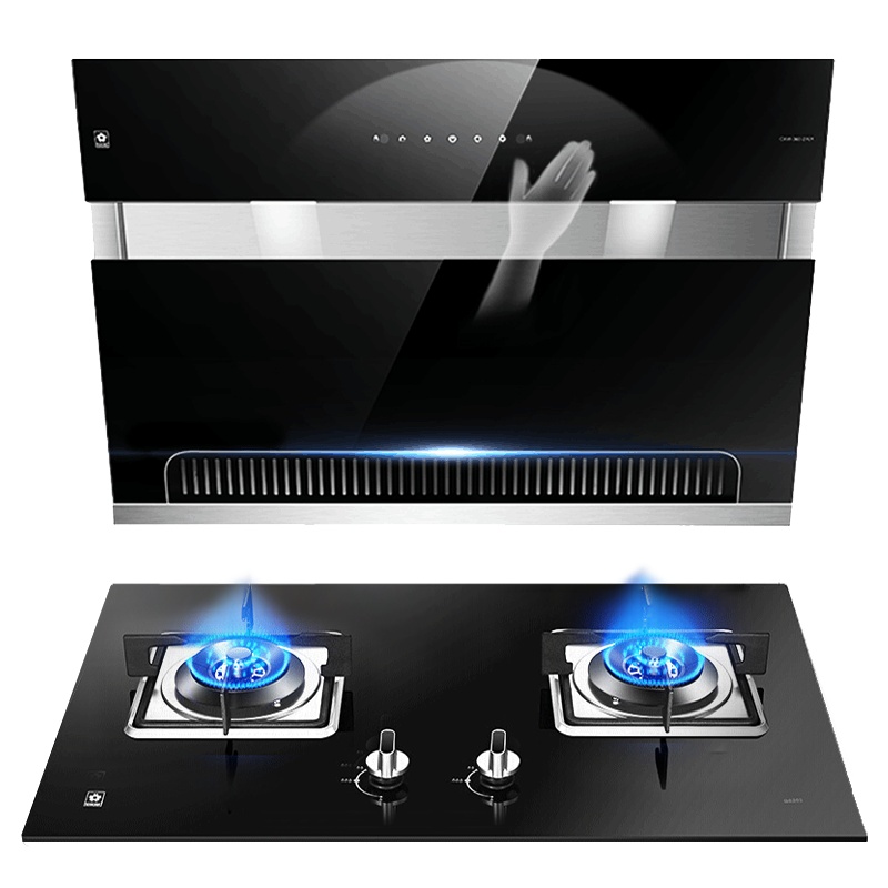 樱花(SAKURA)烟灶套餐 侧吸式烟灶套装大吸力油烟机4.5KW方形燃气灶厨电两件套2701+BGC1T液化气