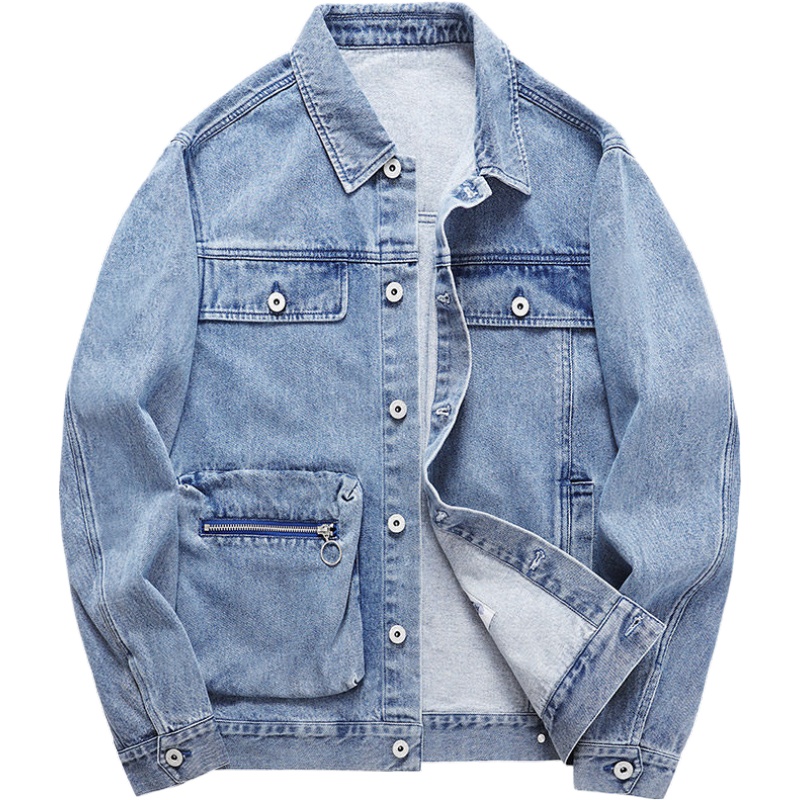 马克华菲牛仔外套男2020秋季新款欧美街头潮牌宽松浅色休闲夹克潮