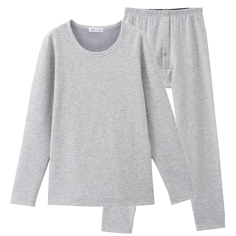 都市丽人简约大众纯色圆领厚实秋衣秋裤男士保暖内衣套装4W8105