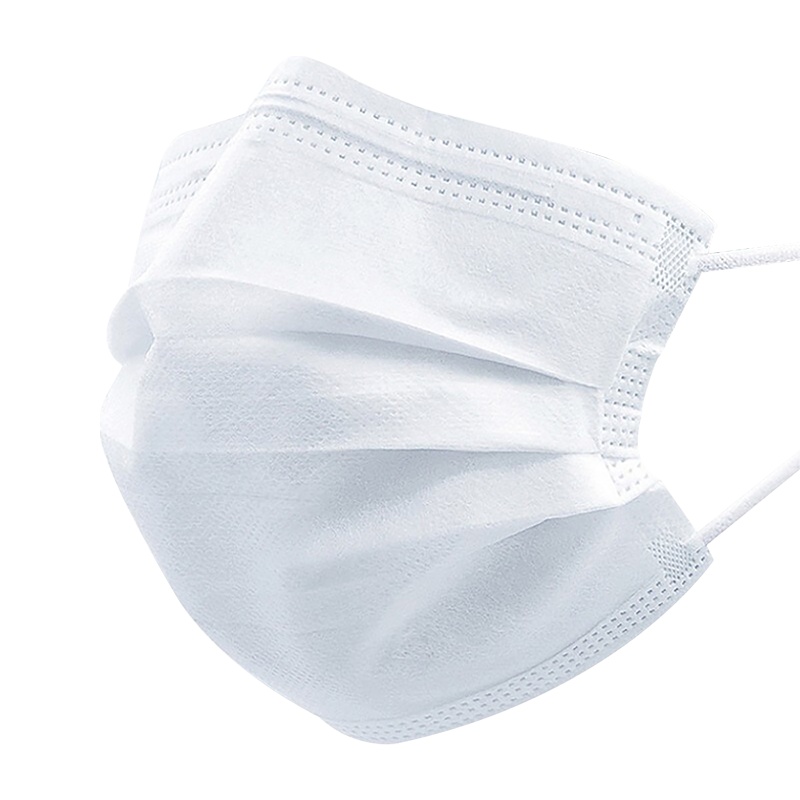 宝康林 一次性口罩成人三层夏季透气防护防粉防飞沫尘熔喷无纺布白色口鼻罩50只/盒