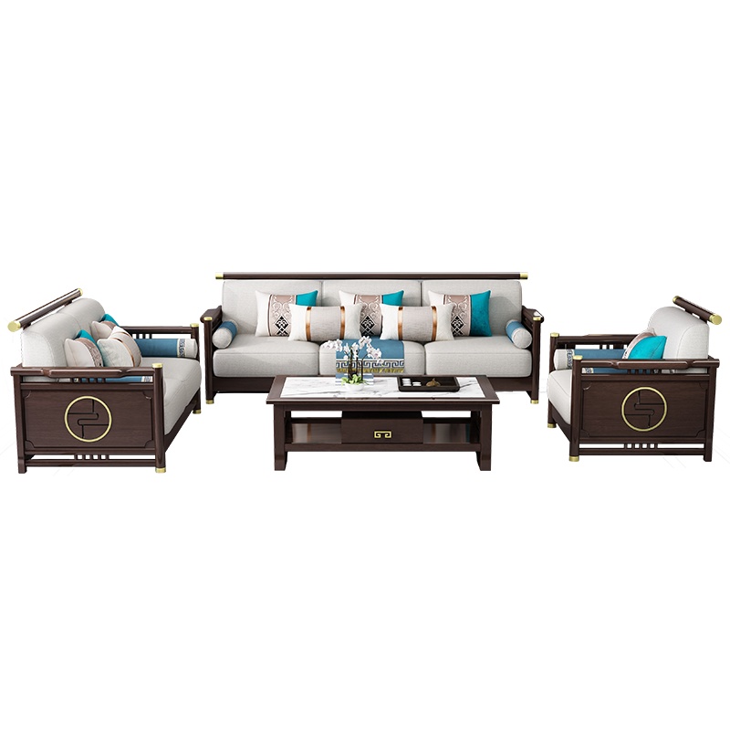 锐取 实木沙发 新中式沙发现代简约中国风禅意客厅储物沙发别墅高端沙发组合客厅精品家具