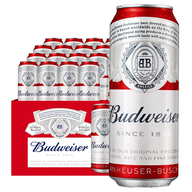 百威(Budweiser)啤酒经典醇正500ml*18听整箱装