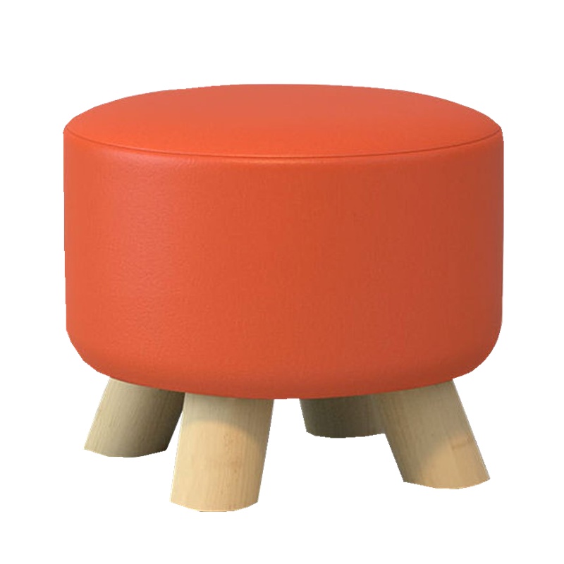欧宝美家用皮艺小凳子创意免洗换鞋凳简约圆儿童实木板凳矮凳