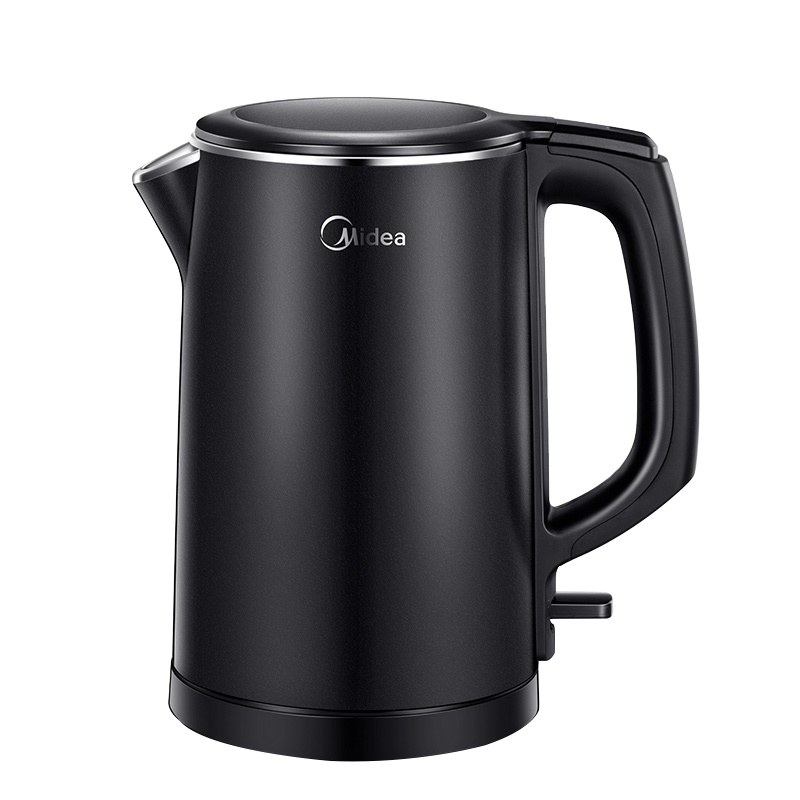 美的（Midea）电水壶 WHJ1512d 1.5L双层防烫 304不锈钢 磨砂壶身 大角度开盖 防干烧 电水壶 黑色