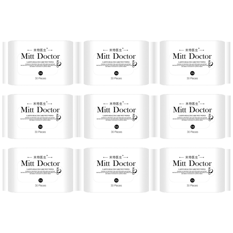 [闪电发货]米特医生经典款 女性私处护理湿巾 30片*9包 启封装 女士专用湿巾生理期特殊时期湿巾便携装轻拭舒爽房事家用