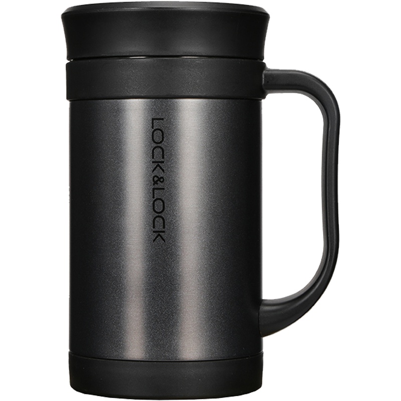 乐扣乐扣(lock&lock)办公室保温杯男女不锈钢咖啡马克杯便携泡茶保温杯LHC4030B(400ml)黑色