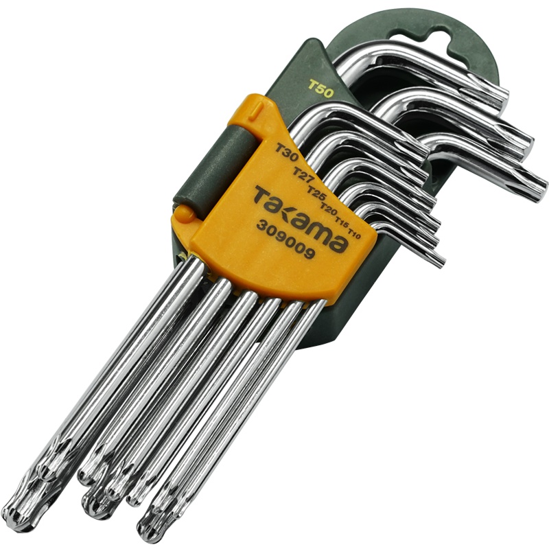 takama(高松)309009 9件套梅花内六角花型扳手套装加长六棱角螺丝刀S2