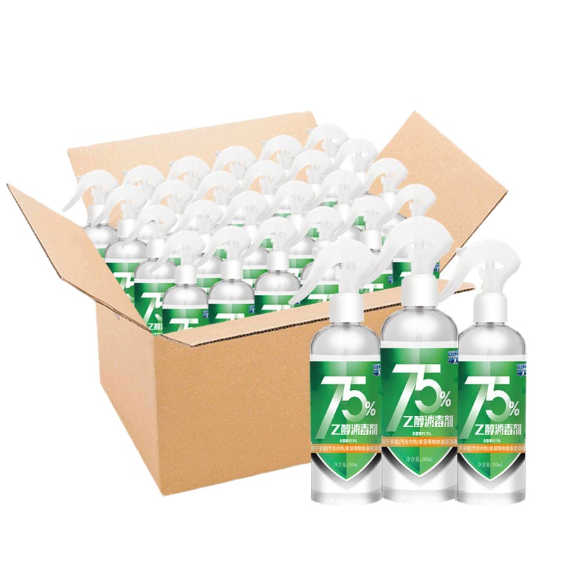 可立仕(cleace)75%酒精喷雾280ml*24瓶 乙醇免洗手酒精消毒液剂 家用办公室空气衣物杀菌