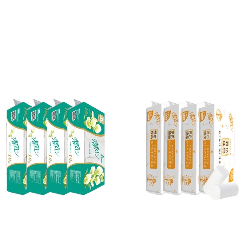 清风3层100g无心卷纸10卷 颜色随机