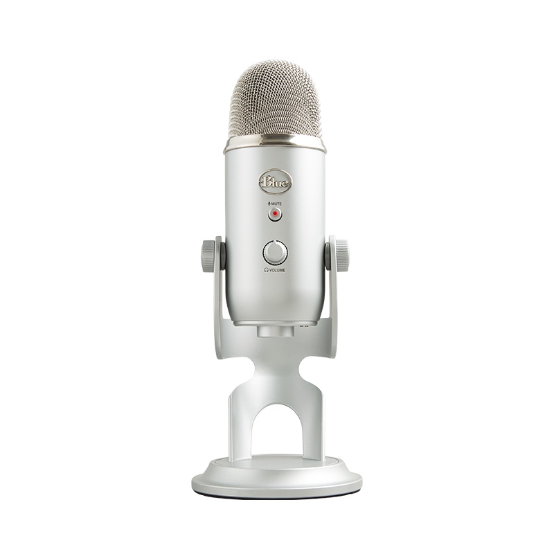 罗技(Logitech)Blue Yeti 雪怪 USB麦克风专业电容话筒 K歌录音电脑手机游戏主播直播电台播音级 银色