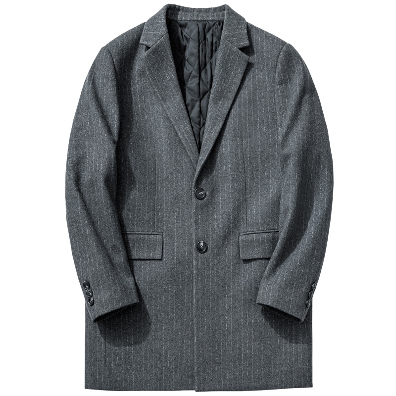 千纸鹤男装保暖上衣2019冬季新款时尚中长款毛呢大衣外套男69068