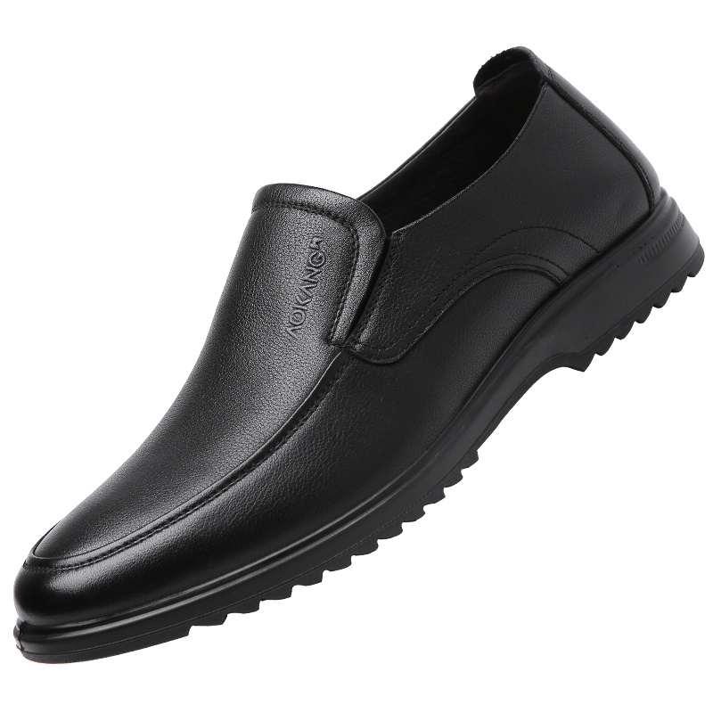 奥康男鞋春季商务休闲皮鞋透气中年低帮套脚牛皮爸爸鞋单鞋子