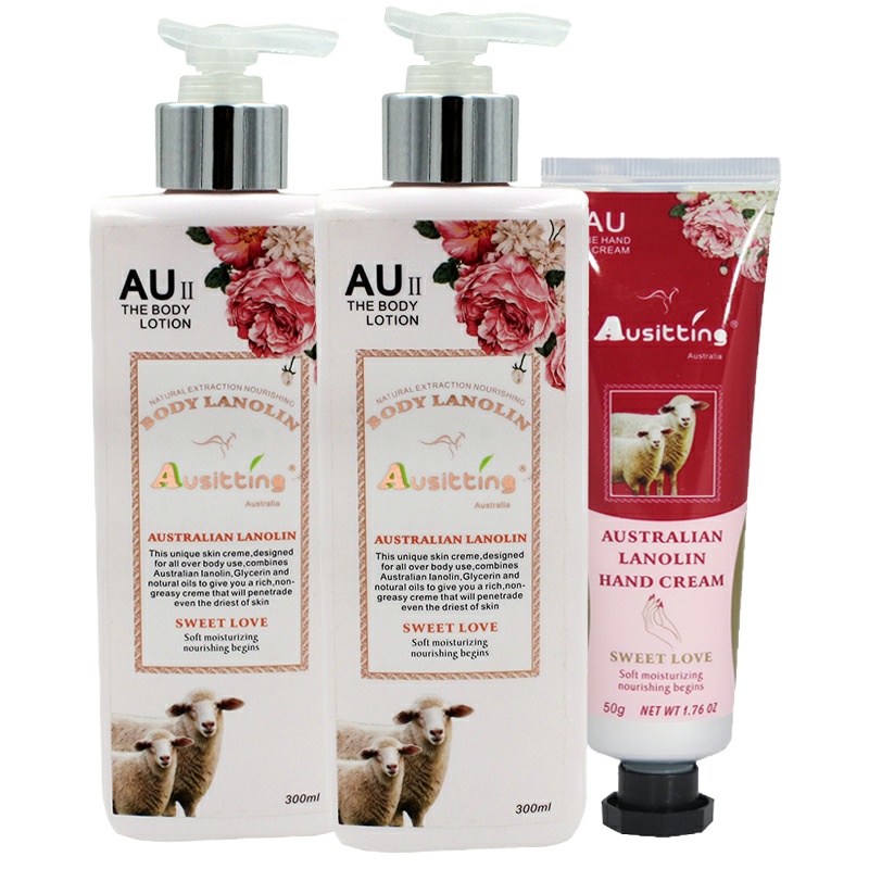 澳洲澳丝婷Ausitting绵羊油身体润肤乳Ⅱ号(超润)300ml*2+送50g护手霜