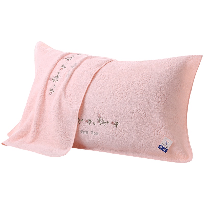 金号枕巾纯棉2条装全棉素色绣花居家情侣柔软透气不掉毛枕头毛巾