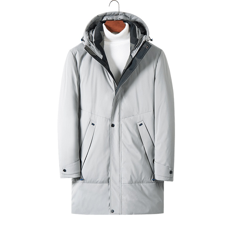 雅鹿男装90白鸭绒中长款连帽加厚保暖男士羽绒服14409983