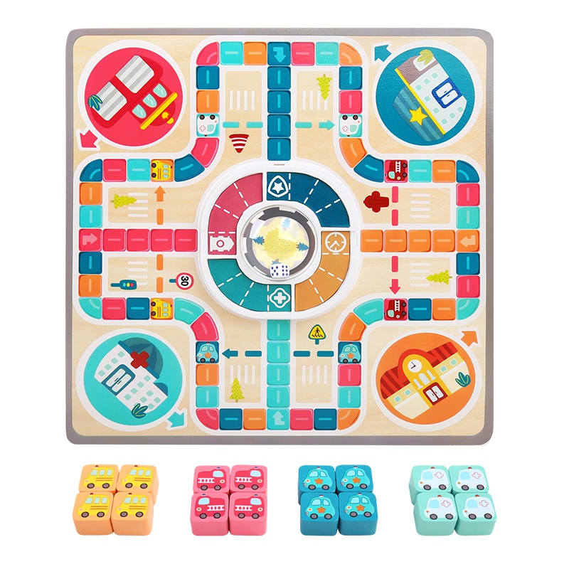 Topbright特宝儿 汽车之城飞行棋 儿童玩具飞行棋女孩小男孩玩具亲子互动怀旧棋类益智玩具3-6-12岁120435