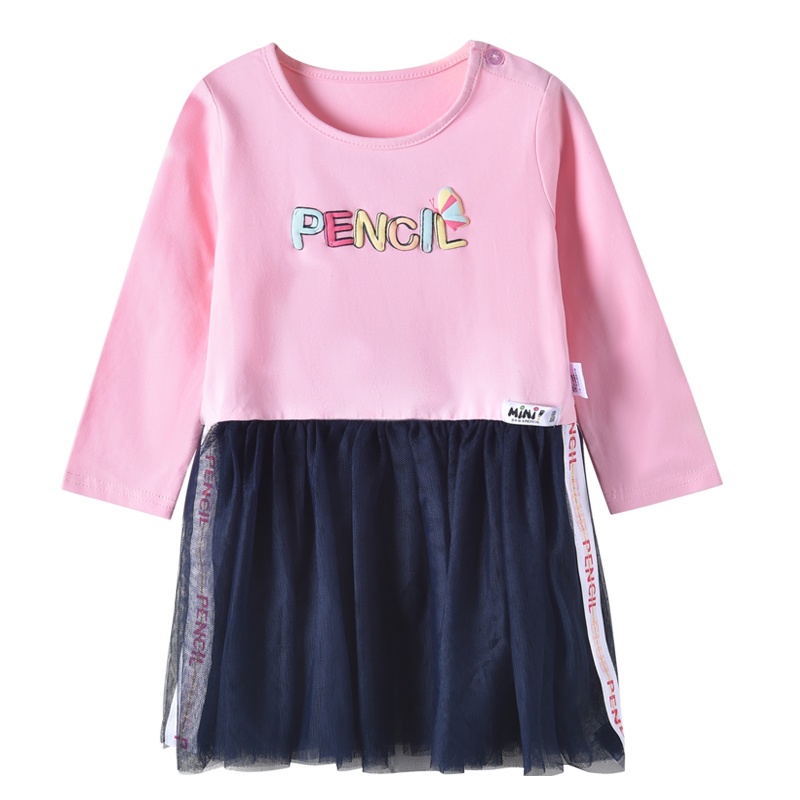 [清仓价:9.9元]铅笔俱乐部童装女童连衣裙秋装新款小童宝宝拼接裙子儿童裙潮