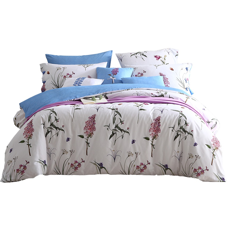 梦洁家纺梦洁美颂纯棉四件套 全棉双人床单被罩床上用品 花雅集