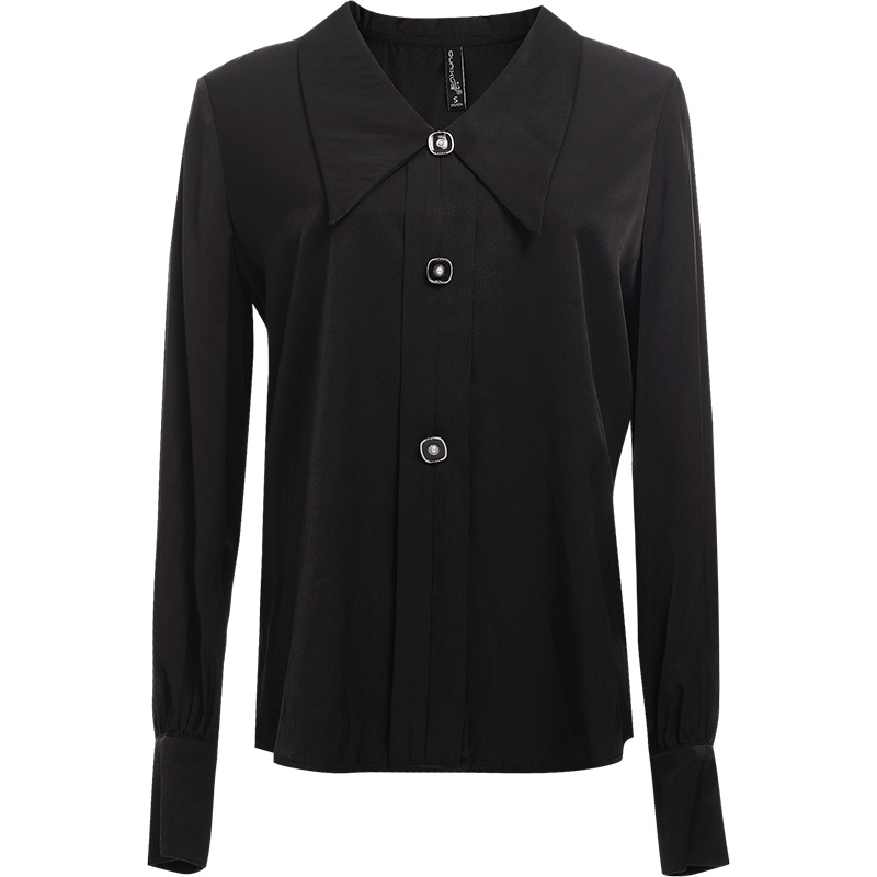 欧昵雪气质赫本风V领垂感显瘦衬衫女轻熟风职业上衣