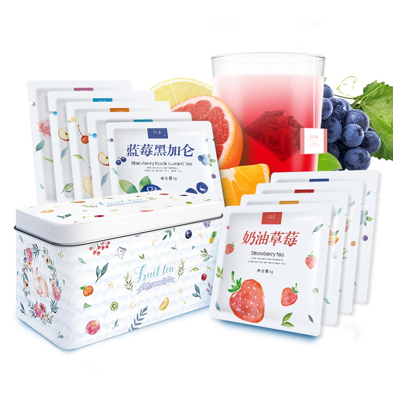 润朵水果茶花果茶果味茶包花茶组合罐装水果粒茶少女礼盒果茶20包
