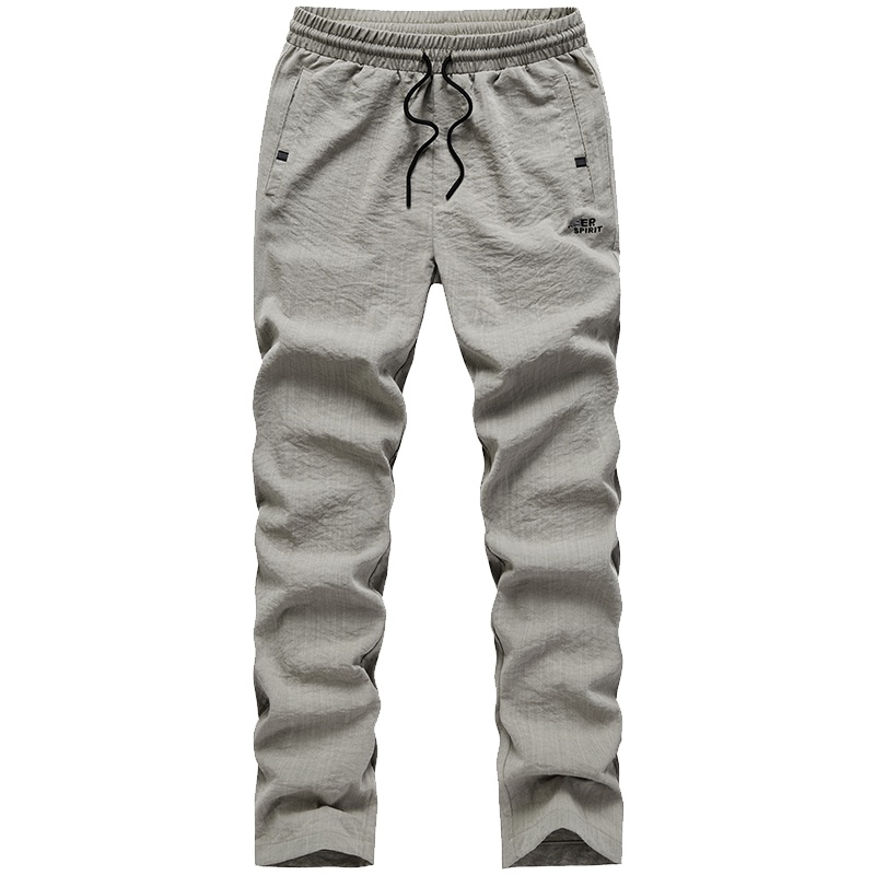 jeep/吉普春夏季户外运动九分裤修身休闲长裤薄款登山冲锋裤男青少年纯色百搭帅气针织裤子