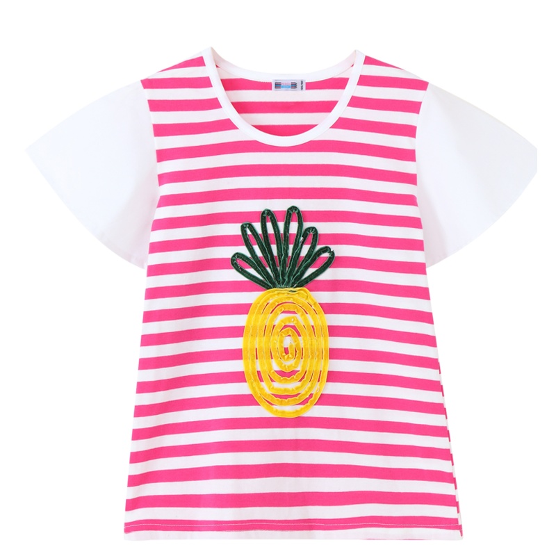 铅笔俱乐部童装2020夏装新款女童圆领T恤中大童短袖儿童上衣潮