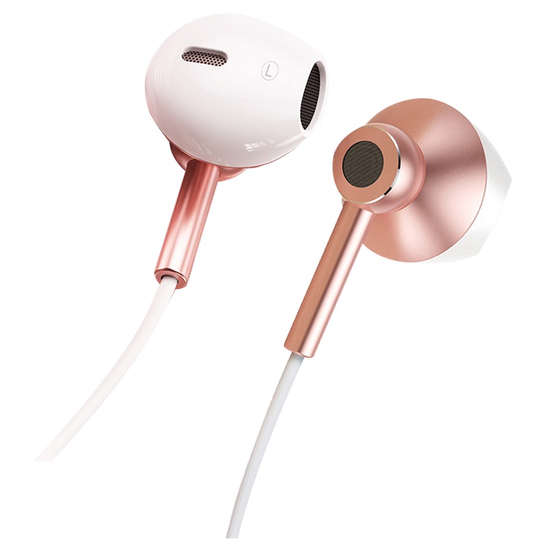 图拉斯四核耳机入耳式原装高音质带麦线重低音降噪舒适无痛 升级版 玫瑰金
