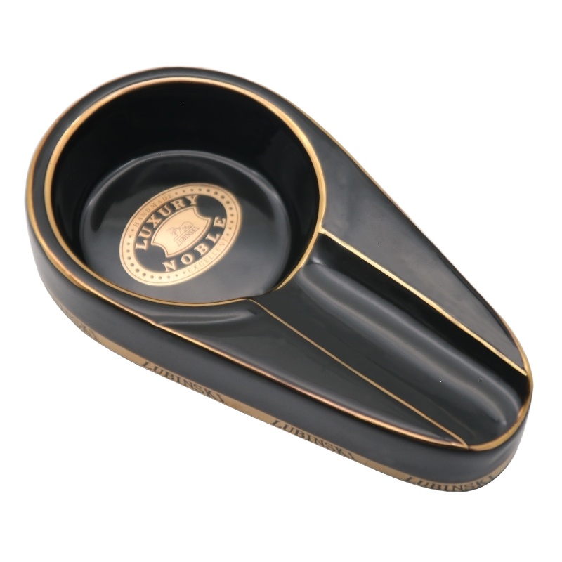 纳丽雅(Naliya)霸雪茄烟灰缸雪茄专用陶瓷烟灰缸个性创意时尚携式烟缸灭烟器 黑色 鲁宾斯基