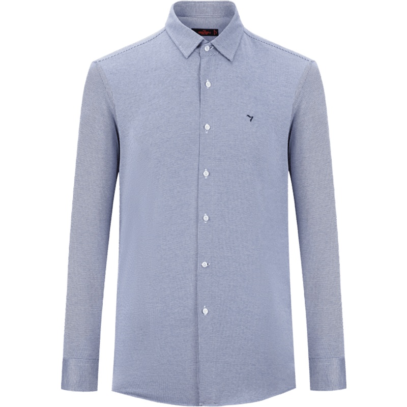 柒牌男装长衬21春季新款商务休闲男士针织弹力衬衫时尚职场打底衫