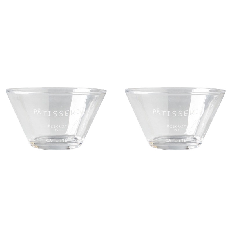 亿嘉IJARL 玻璃小清新法文字玻璃沙拉碗两只装