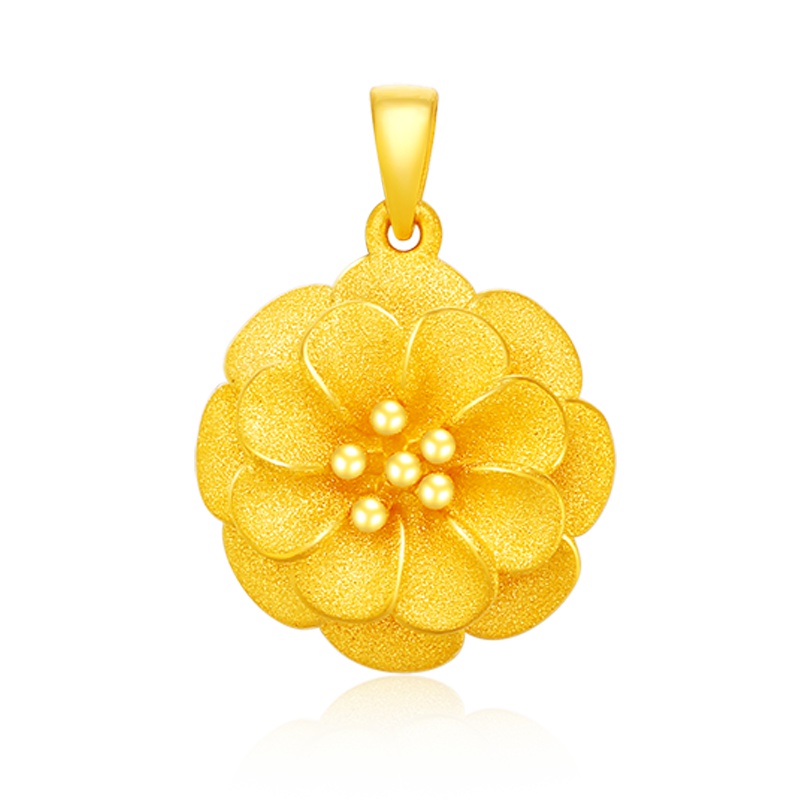 金一 足金3D硬金时尚磨砂花朵女士 黄金吊坠 时尚花挂坠送妈妈送女友(定价) ACB003