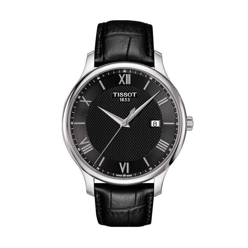 天梭(TISSOT)瑞士手表 时尚简约雅致日历低调气质 俊雅系列皮带男士石英表T063.610.16.058.00 礼物