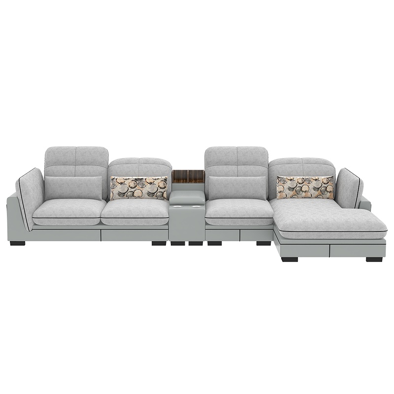 掌上明珠沙发现代简约大户型皮布沙发客厅整装转角妃位轻奢