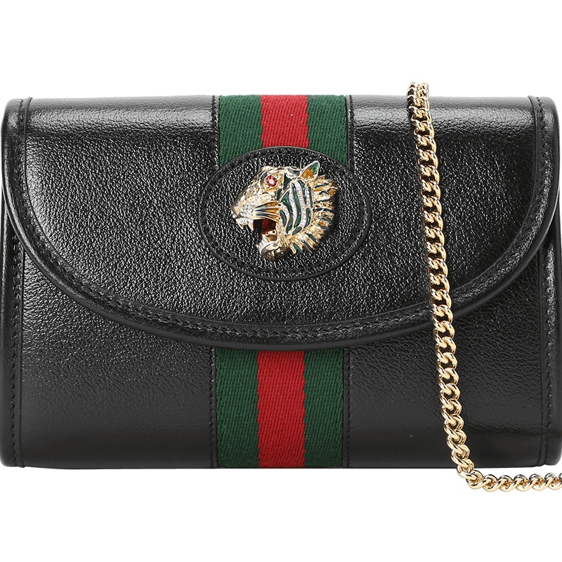 GUCCI 古驰 女包 Rajah 单肩包 斜挎包 链条包迷你 珐琅虎头粒纹皮573797金扣