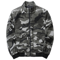千纸鹤男士秋装上衣2019新款时尚休闲立领迷彩纯棉夹克外套30265