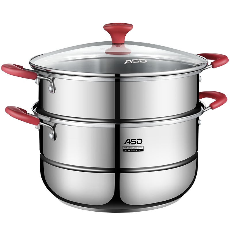 爱仕达 蒸锅 二层28cm 304不锈钢家用大号厚底 带蒸笼/蒸屉 电磁炉燃气通用 ZS28C5WG