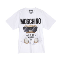 MOSCHINO 莫斯奇诺女士白色简约棉质短袖刺绣小熊T桖时尚休闲短袖 V07065540 1001