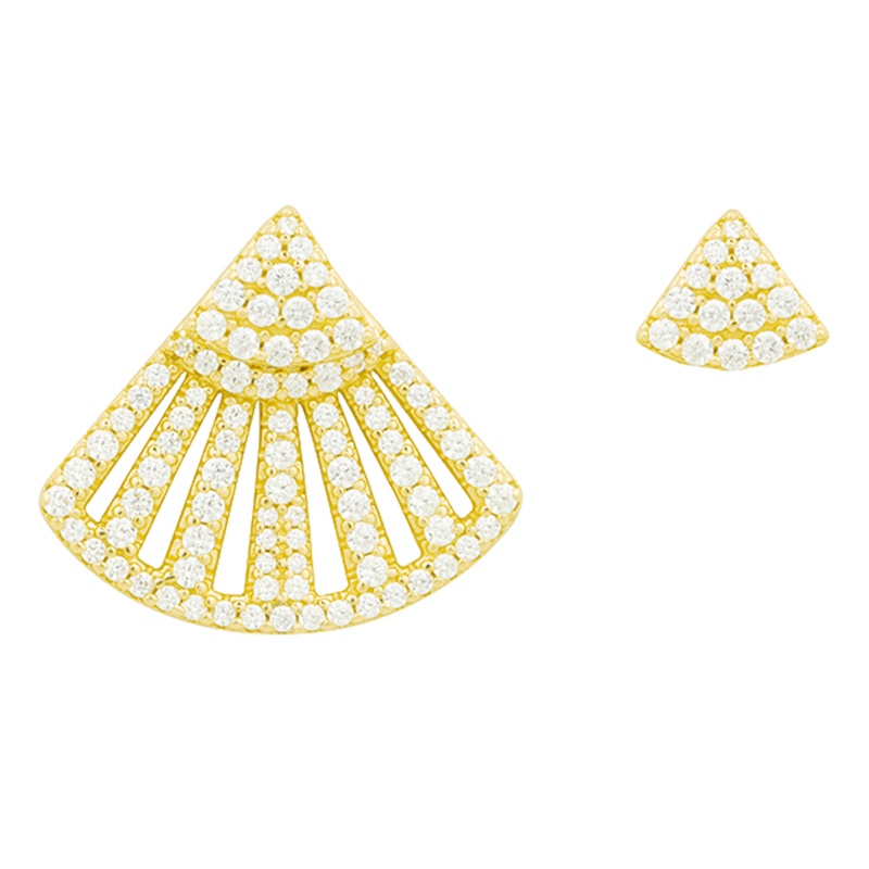 apm MONACO不对称扇形耳钉女士 时尚气质长款925银耳饰AE11993OXY