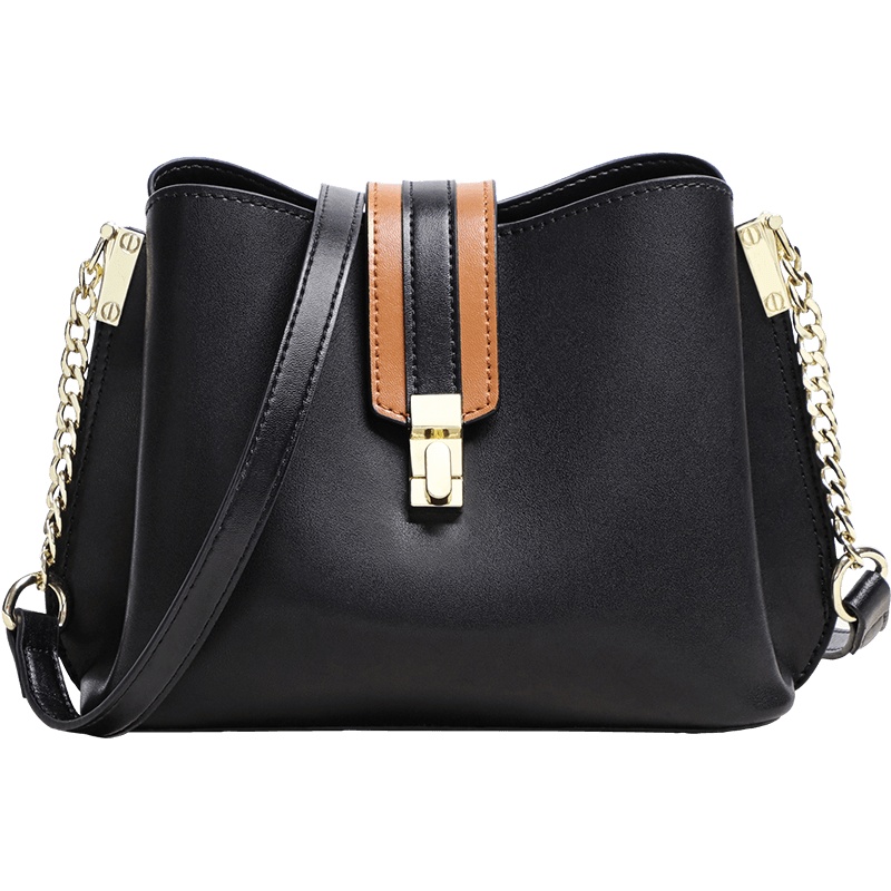 Viney真皮包包2020新款潮水桶包百搭斜挎包链条包时尚单肩包女包