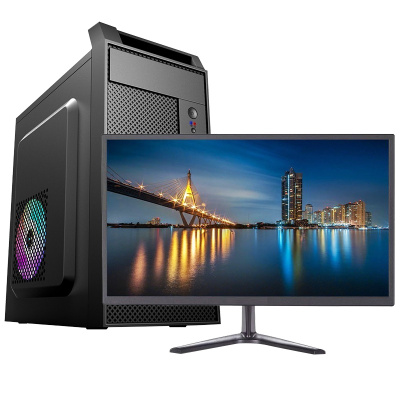 铭能 英特尔酷睿i5/4G高频内存/128G高速固态 SSD 台式电脑 台式机 电脑主机 组装电脑 DIY组装机 家用办公电脑台式组装机 商务娱乐影音游戏电脑学生网课+19英寸全套
