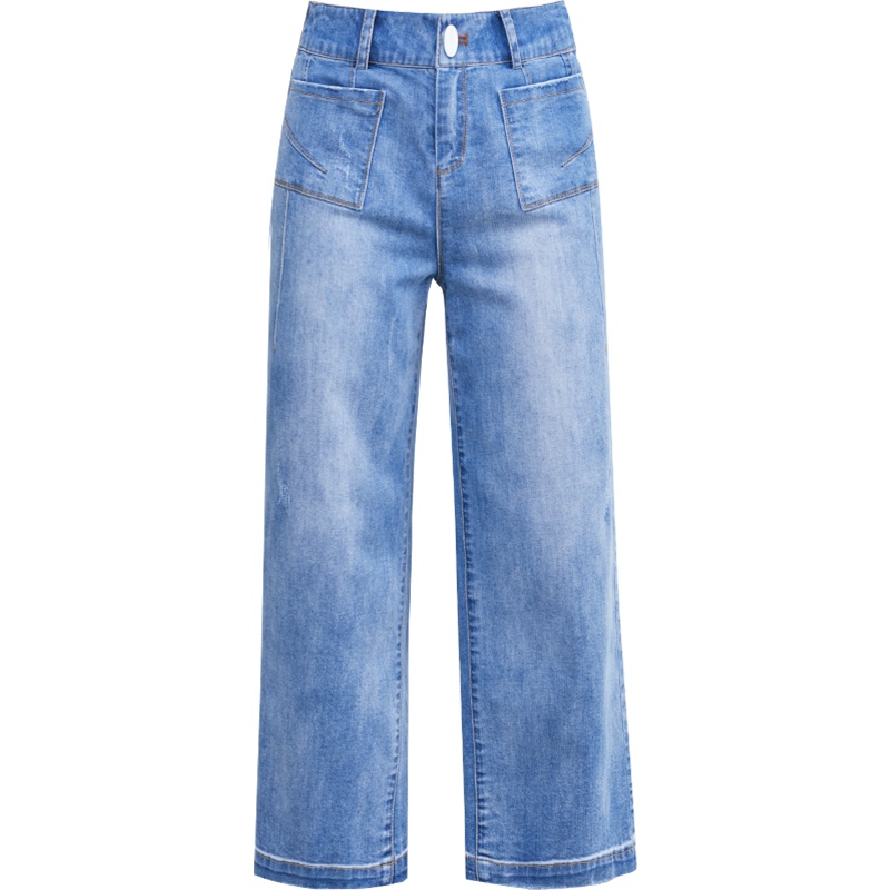 娅丽达女裤2019夏季阔腿牛仔裤女宽松大码高腰韩版薄款九分裤I1143