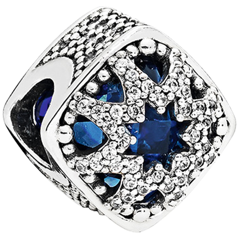 PANDORA潘多拉 串珠霜花之美串珠 925银串饰蓝色 796360NSB