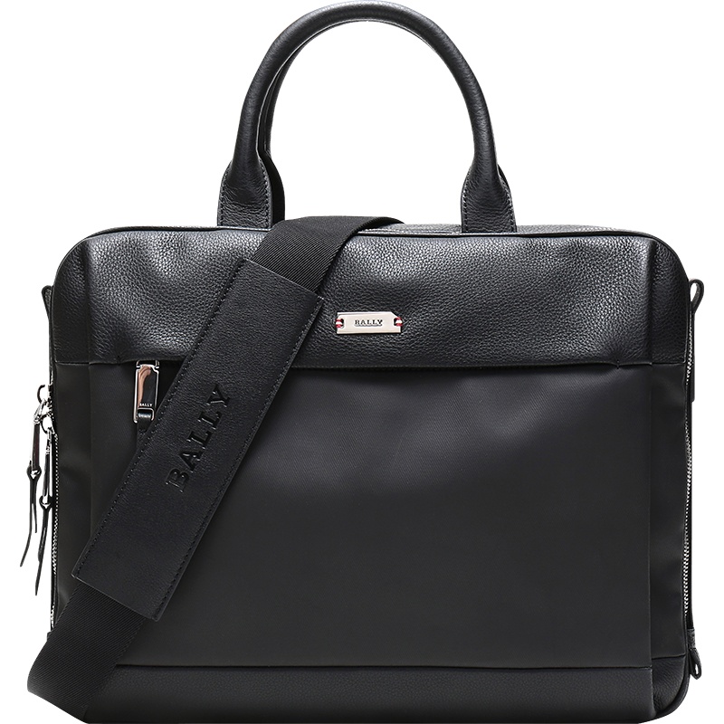 BALLY 巴利 男士涂层棉布配皮公文包手提单肩斜挎包 VAUD