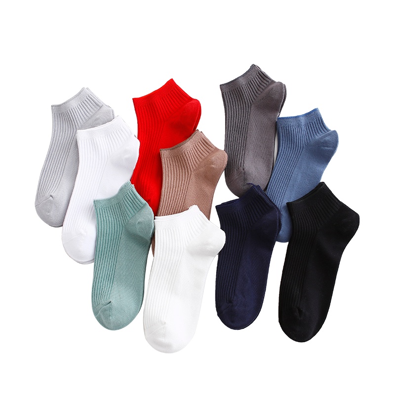 猫人纯棉抗菌双针细抽条多色男船袜100%棉