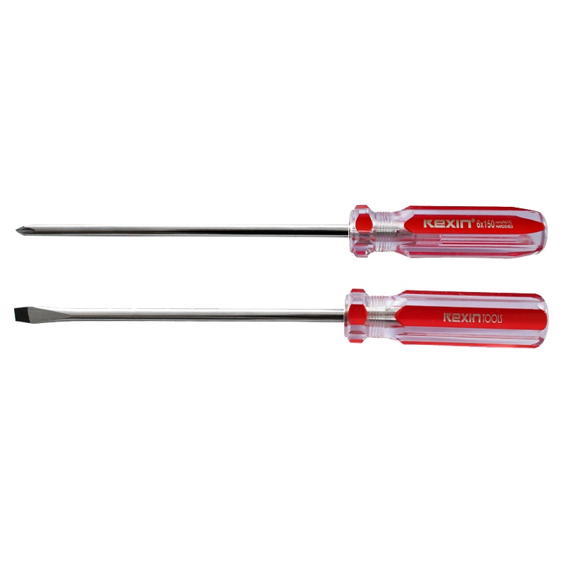 科信(kexin)Cr-V彩条一字螺丝批 磁性一字螺丝刀 起子改锥 6*100mm 1盒(12支/盒)KX206100