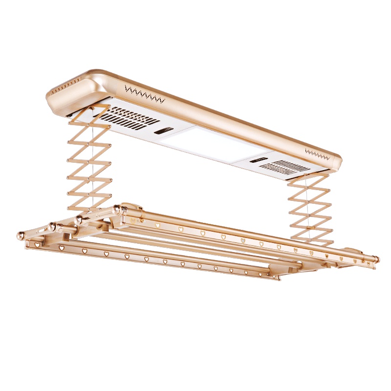 好易点智能晾衣机 阳台升降伸缩晾衣架 四杆照明智能升降紫外消毒智能风干E53/B 香槟金