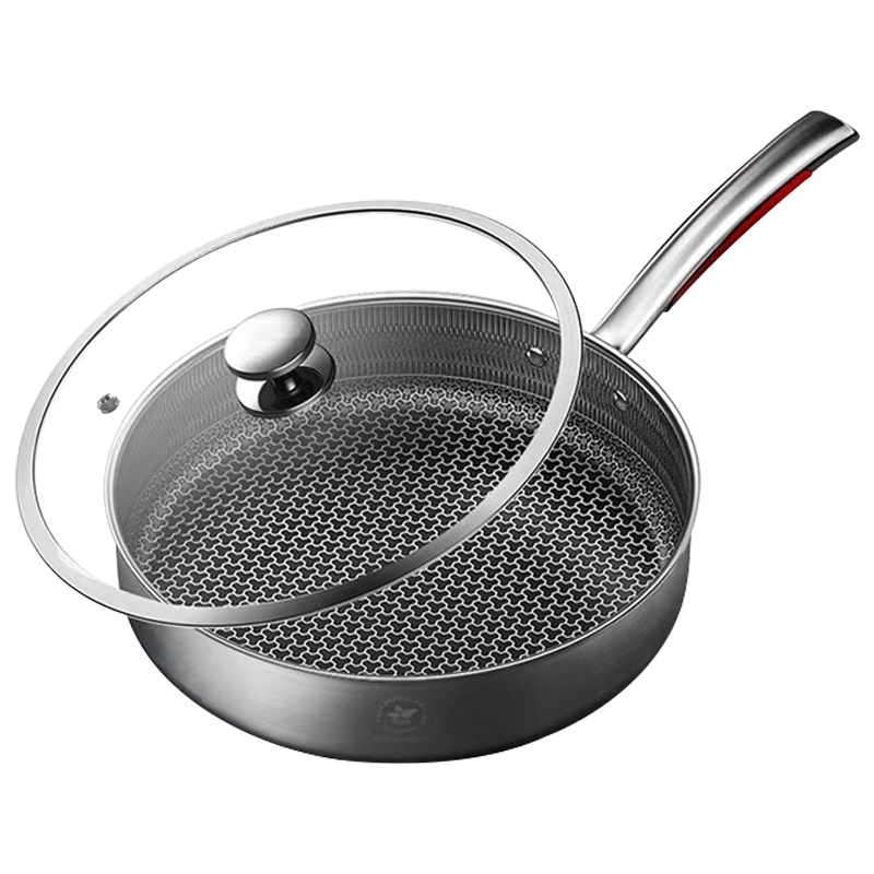 康巴赫(KBH)锅具 三代蜂巢平底锅煎锅 316L不锈钢蜂窝纹理 送:不锈钢锅铲