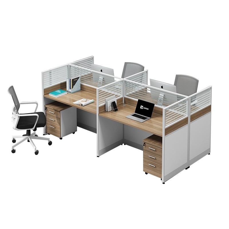 谷阳职员办公桌组合现代简约屏风卡座员工位电脑桌王字型四人位