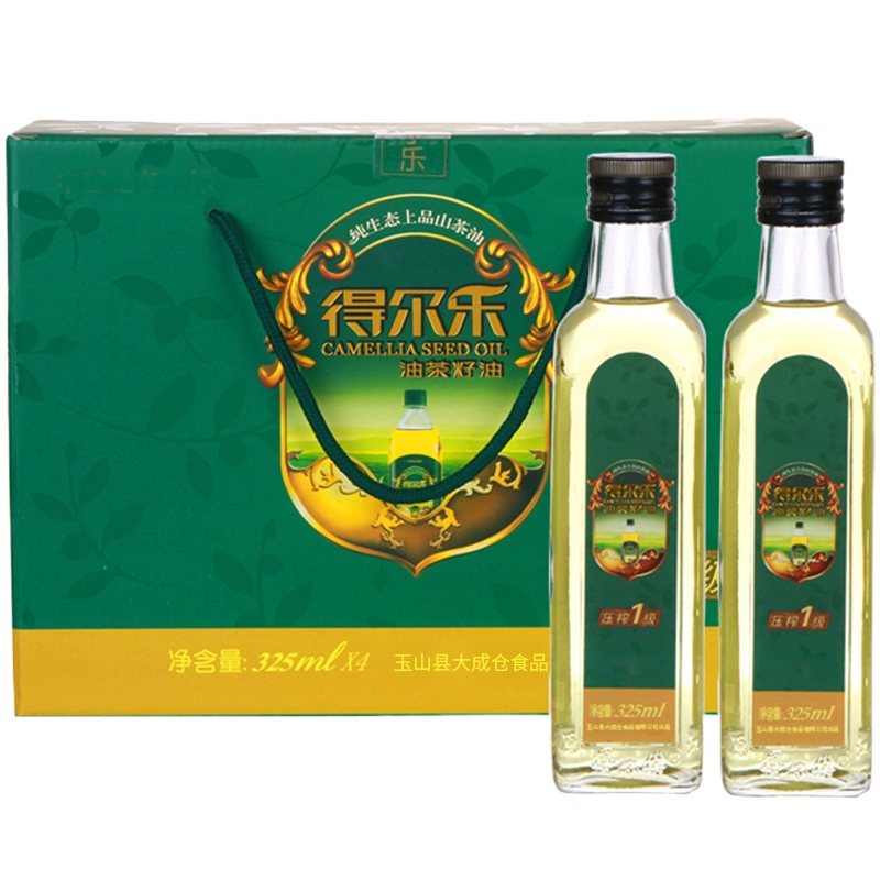 得尔乐 有机山茶油礼盒 茶籽油325ml*4瓶食用油 压榨一级礼盒 单位:盒