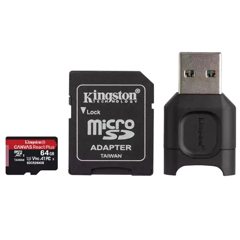 金士顿(Kingston)64GB TF存储卡 读285MB/s 写260MB/s 支持8K视频 附带UHS-II读卡器